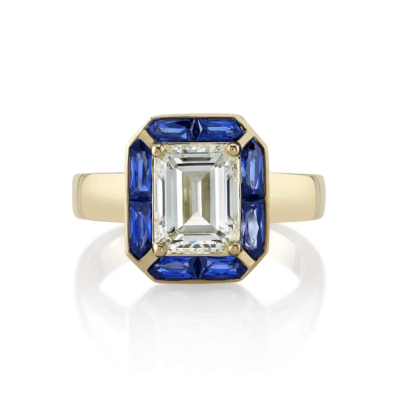 Rings with tiger eye bands for warmth -Vintage-Inspired Diamond and Sapphire "Pippa" Ring