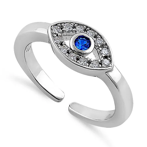 Gold rings with intricate celtic knot patterns -Sterling Silver Evil Eye Blue CZ Toe Ring