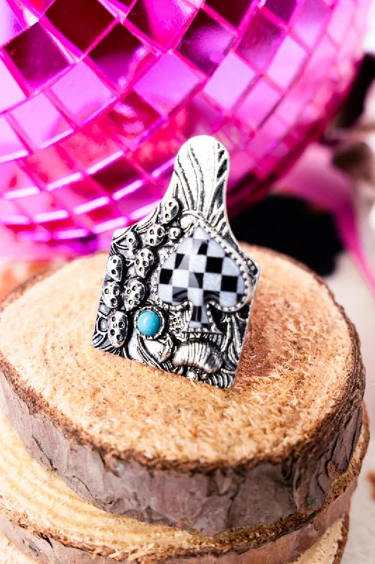 Rings with claw-set moonstone for mystique -TIPI Texas Valley Cattle Tag Silvertone Cuff Ring