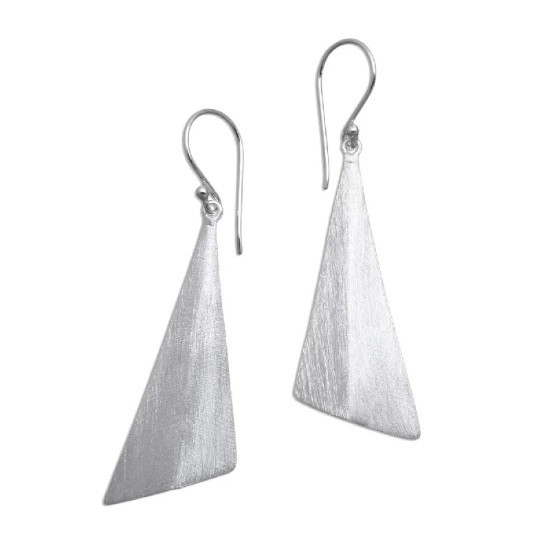 Drop Earrings for Prom Night -NOVICA Modern Pyramids, Sterling silver dangle earrings - 2.2*0.6