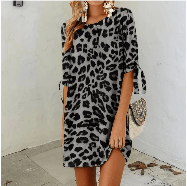 Work Dresses for Professional -Printed round neck dress