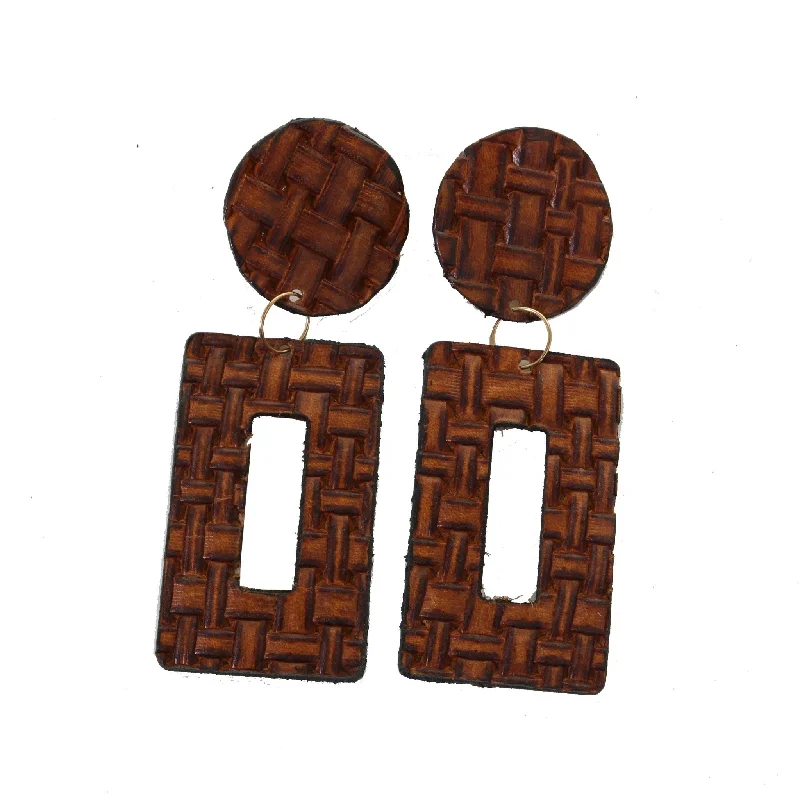 Rings with faceted garnet for deep shine -VE98 - Rattan Retro Rectangle Earring