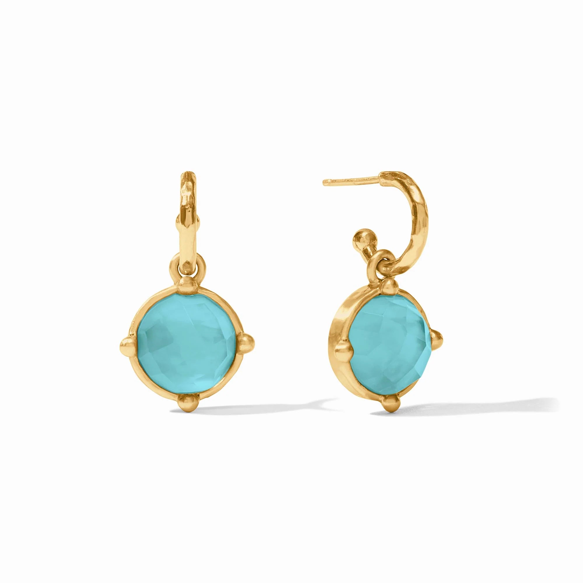 Rings with citrine stones for sunny vibes -Honeybee Hoop & Charm Earring in Bahamian Blue