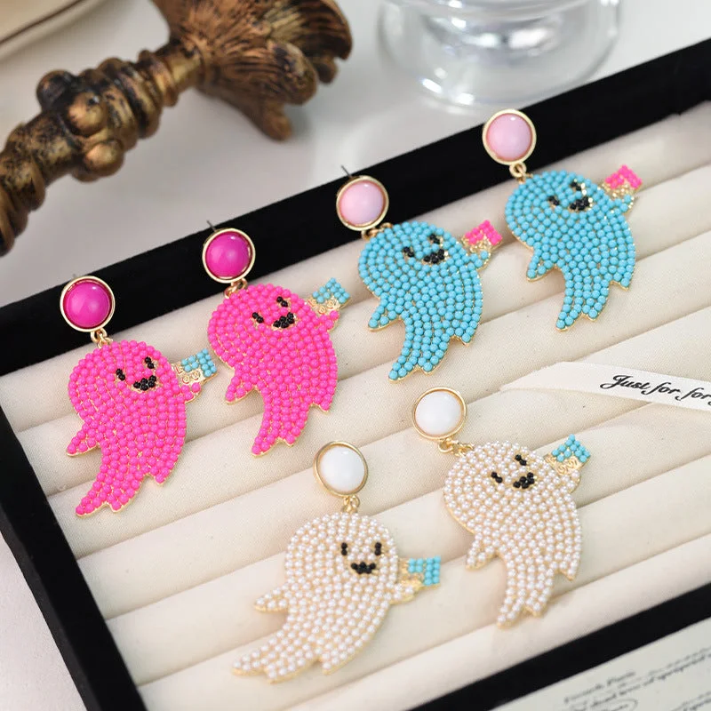 Drop Earrings for Yoga Session -Wholesale Halloween Cute Cartoon Ghost Little Devil Rice Bead Earrings