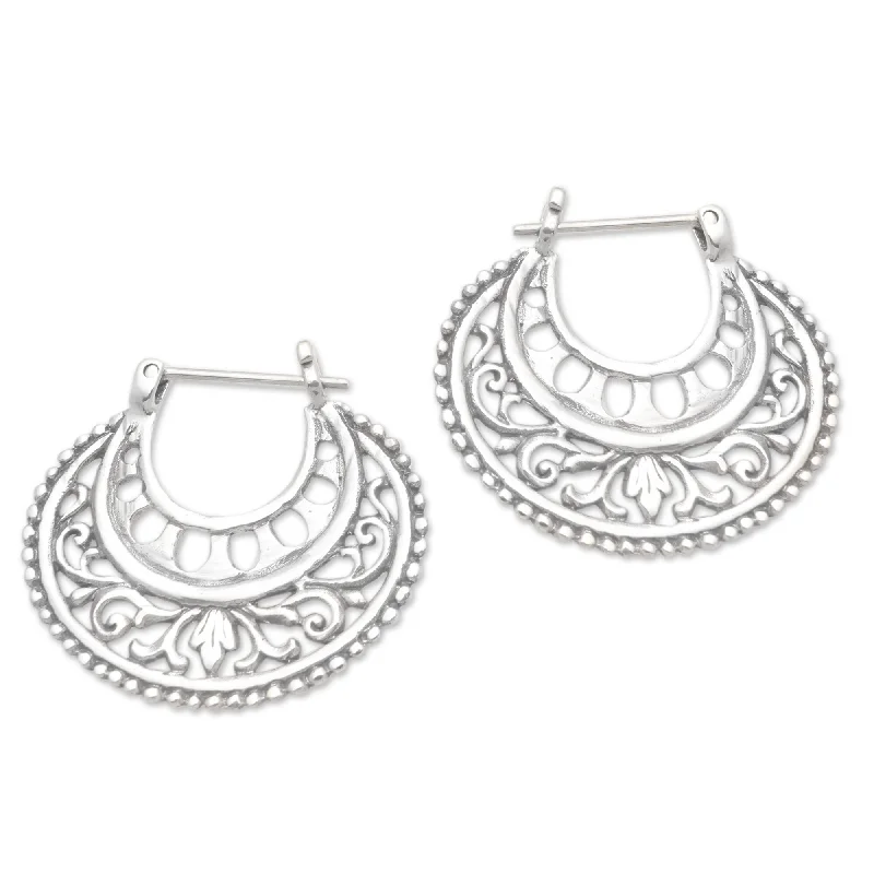 Animal Print Drop Earrings for Fun -Novica Handmade Subtle Curves Sterling Silver Hoop Earrings