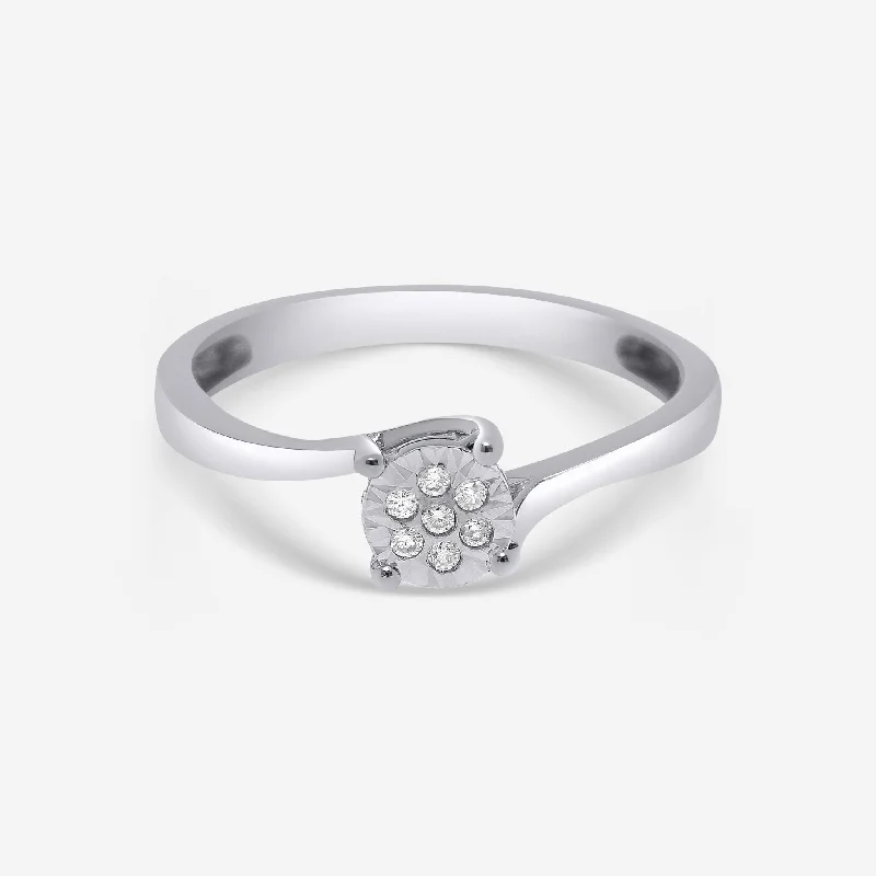 Rings with knot motifs for symbolic love -Bliss By Damiani 18K White Gold, Diamond Cluster Ring Sz 6.5 20077827