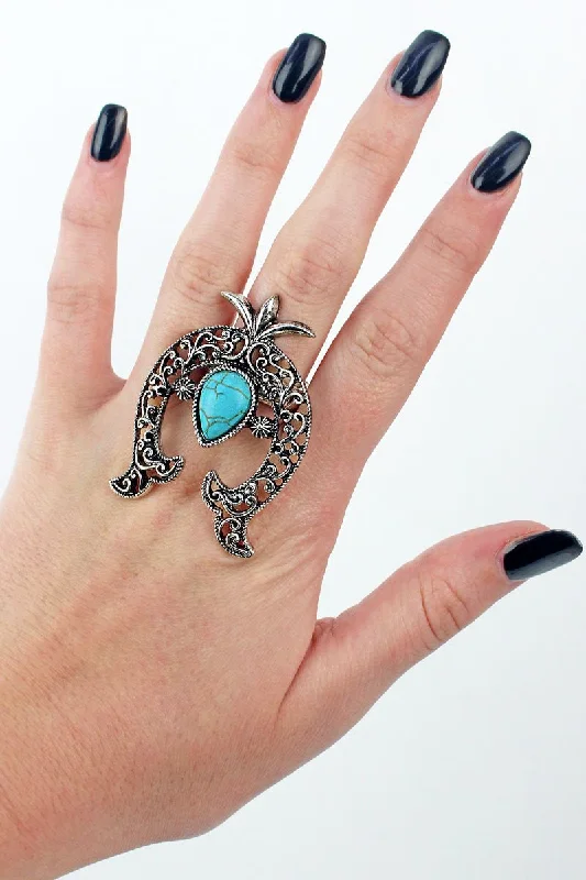 Rings with wave patterns for ocean vibes -SALE! Turquoise Aloba Arch Ring