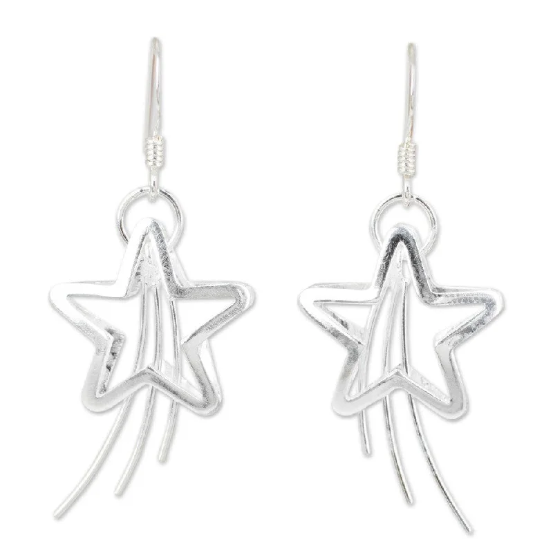 Geometric Drop Earrings for Trend -NOVICA Sterling Silver 'Shooting Stars' Earrings