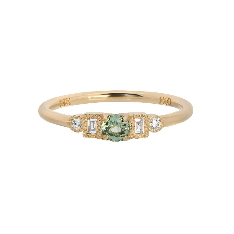 Rings with gothic-inspired skull motif details -Green Sapphire Petite Round Era Ring