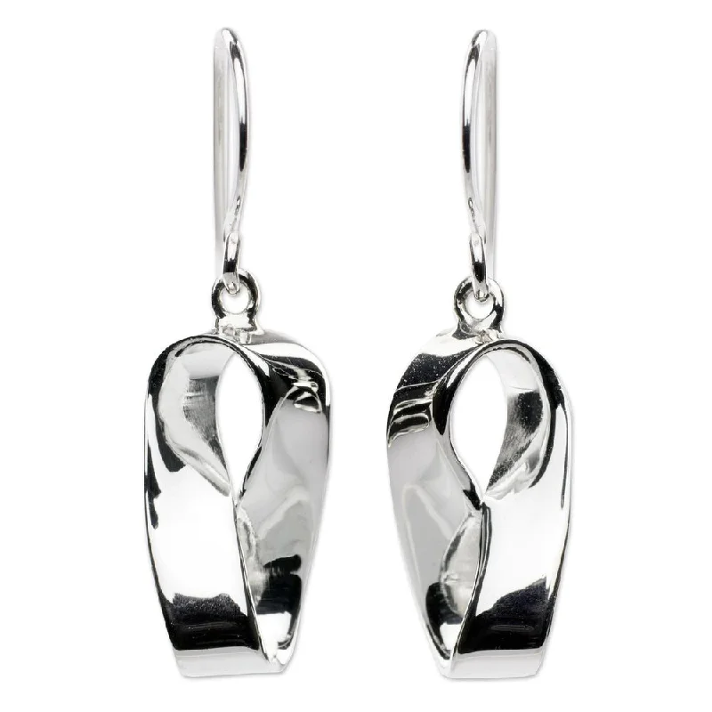 Drop Earrings for Concert Look -NOVICA Handmade Modern Mobius Sterling Silver Earrings (Mexico)