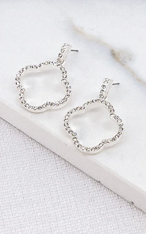 Hypoallergenic Drop Earrings for Sensitive -Envy Silver & Crystal Large Clover Earrings