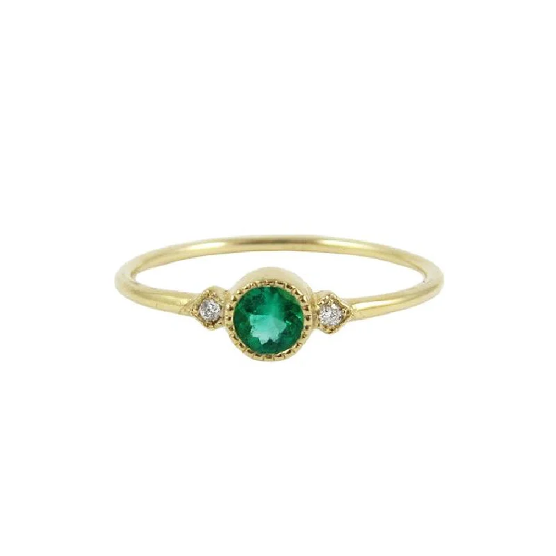 Rings with vintage-inspired rose-cut diamonds -Emerald Sotto Voce Ring