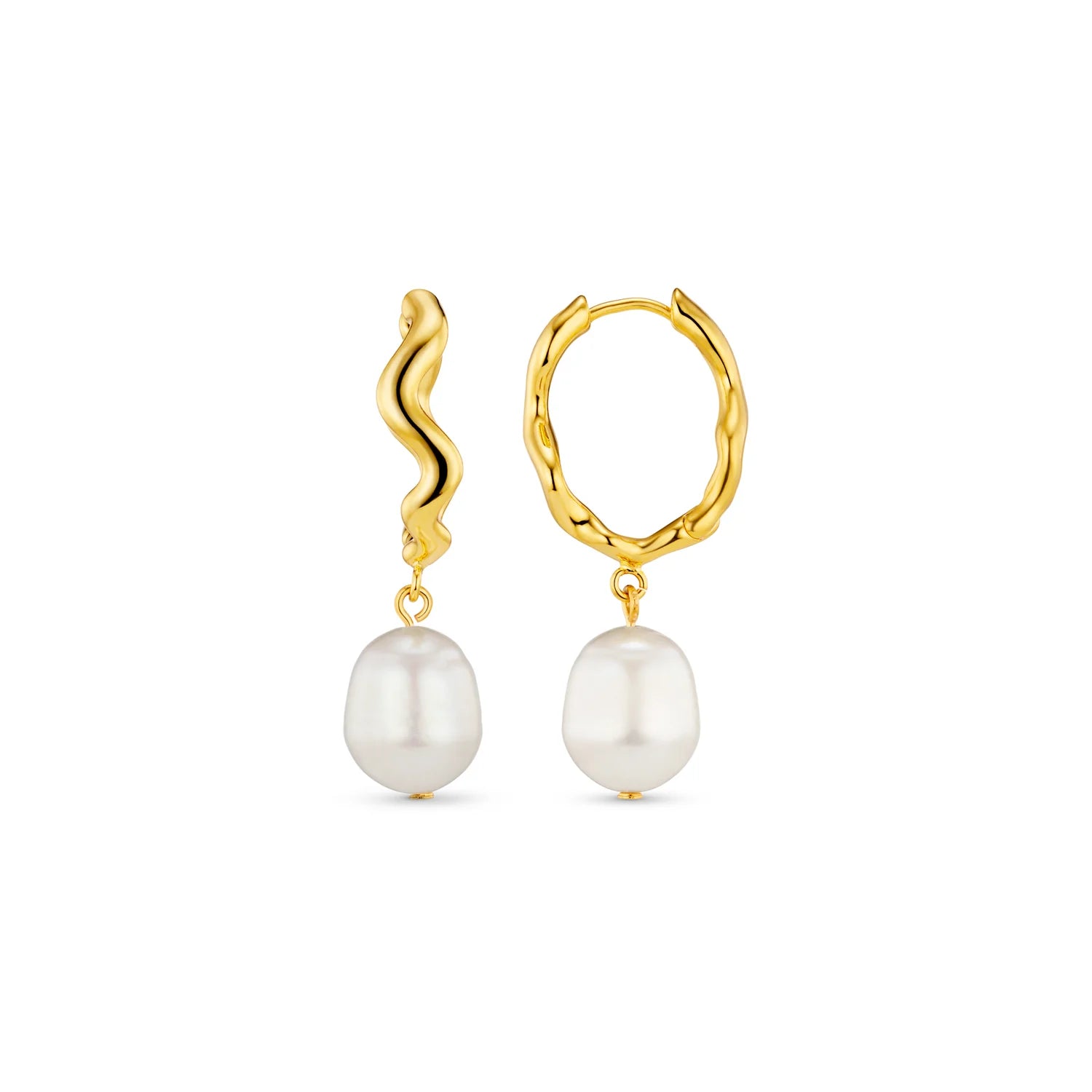 Drop Earrings with Keyhole Designs -Orelia Oval Wave Pearl Drop Hoop Earrings