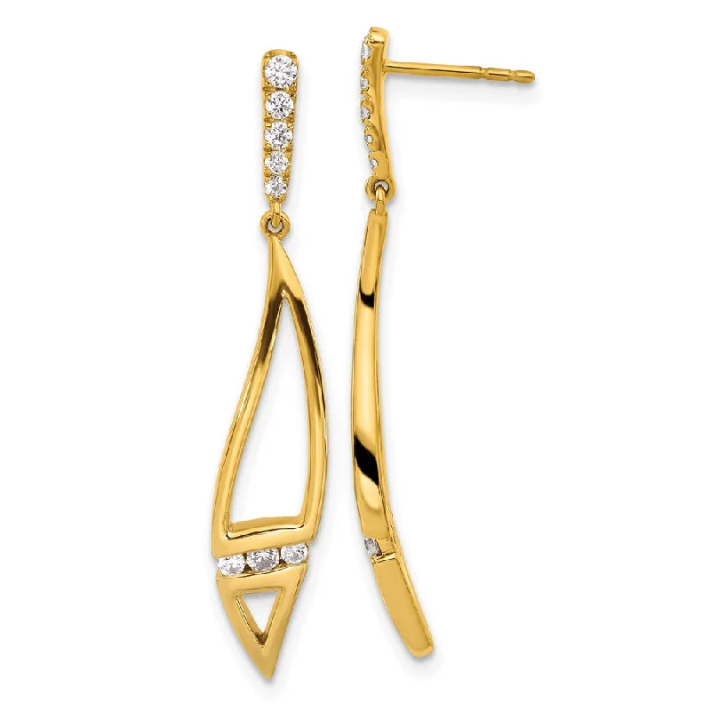 Drop Earrings for Engagement Party -14k Yellow Gold 0.36 ct Lab Grown Diamond Curved Dangle Earrings VS Clarity, G-H Color