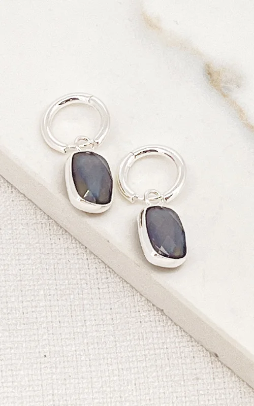 Tarnish Resistant Drop Earrings for Longevity -Envy Silver & Grey Hoop Earrings