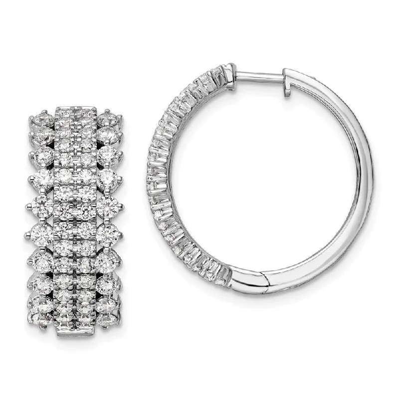 Gold Drop Earrings for Women -14K White Gold 3 ct Lab Grown Diamond Hinged Hoop Earrings VS Clarity, G-H Color