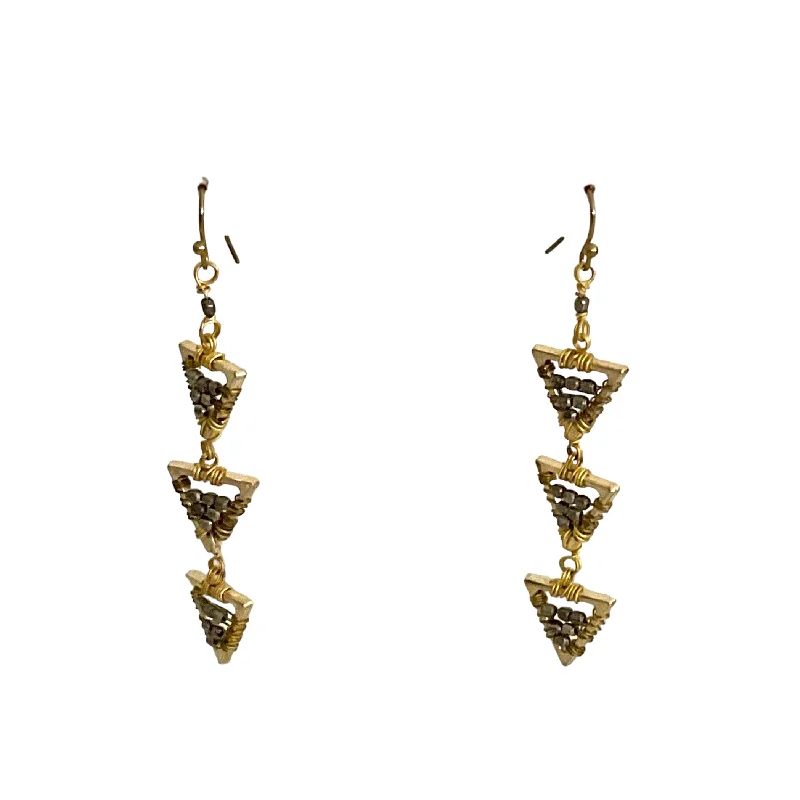 Oval Drop Earrings for Grace -3 Drop Triangle Earrings