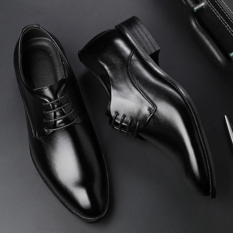 Contemporary Dresses for Fashion -Men's Business Leather Shoes - Black Tie Dress Oxfords for Business Occasions