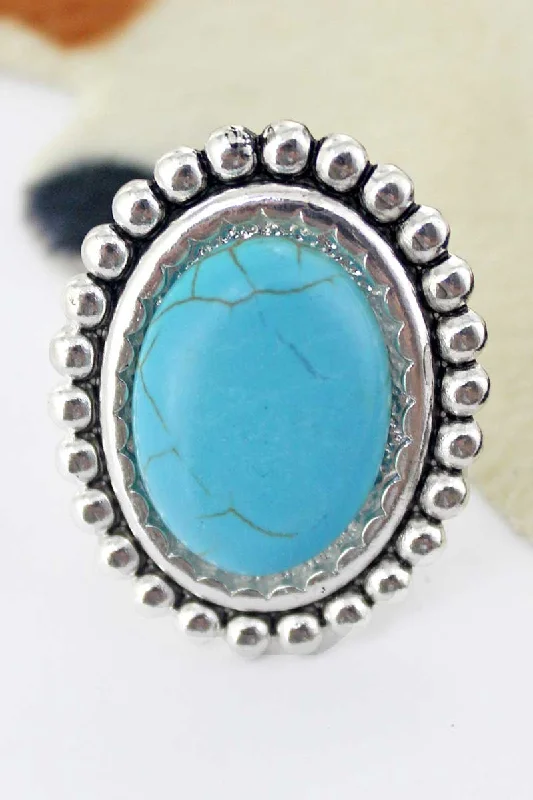 Rings with rough opal for organic shine -SALE! Turquoise Stoneridge Stretch Ring