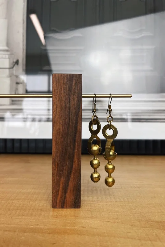 Drop Earrings for School Uniform -Twisted Silver Ball & Chain Earrings