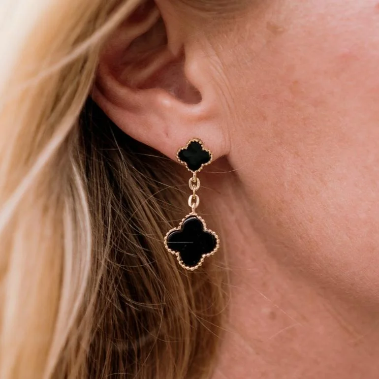 Heart Shaped Drop Earrings for Love -Good Luck Babe Quatrefoil Dangle Earrings