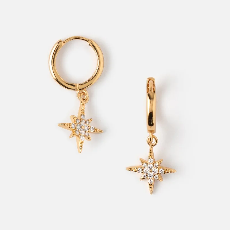 Star Shaped Drop Earrings for Charm -Orelia Starburst Hoop Earrings