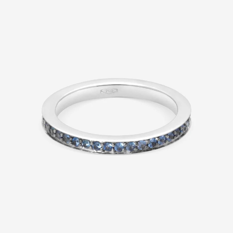 Rings with rainbow moonstone for color play -Nanis 18K White Gold Blue Sapphire Ring Sz. 6 AS6-507