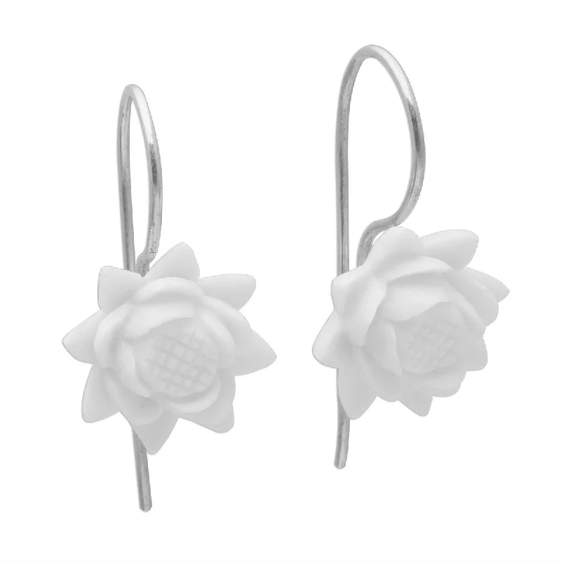 Drop Earrings with Wave Designs -NOVICA Floating Padma, Bone drop earrings - 0.8*0.6