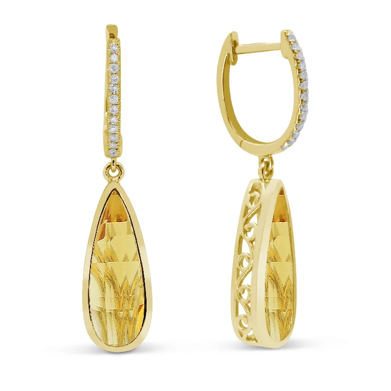 Drop Earrings for Valentine's Day -6.5 16.9 Mm 4.41Ct Citrine Drop/dangle Earrings In 14K Yellow Gold