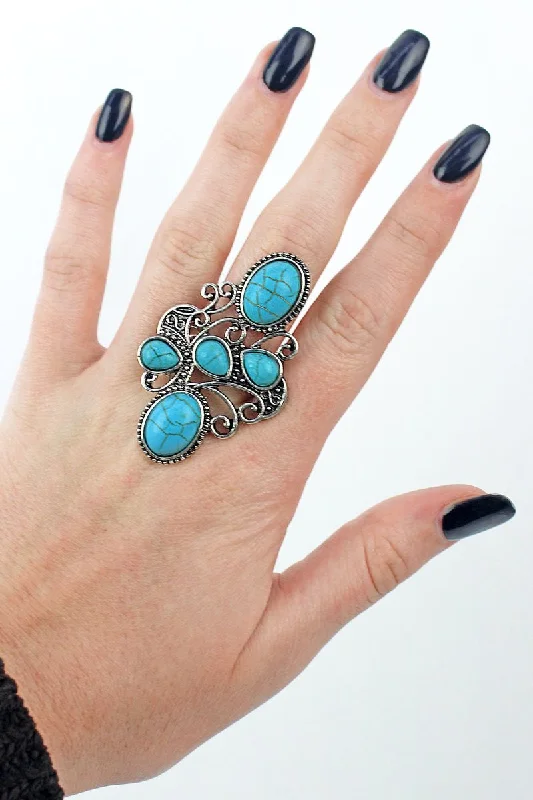 Rings with polished onyx for sleek contrast -SALE! Turquoise Tolani Lake Ring