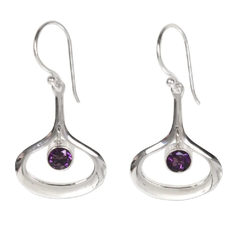 Drop Earrings with Animal Motifs -Handmade Minimalist Raindrop Amethyst Earrings (Indonesia) - 1.6*0.8