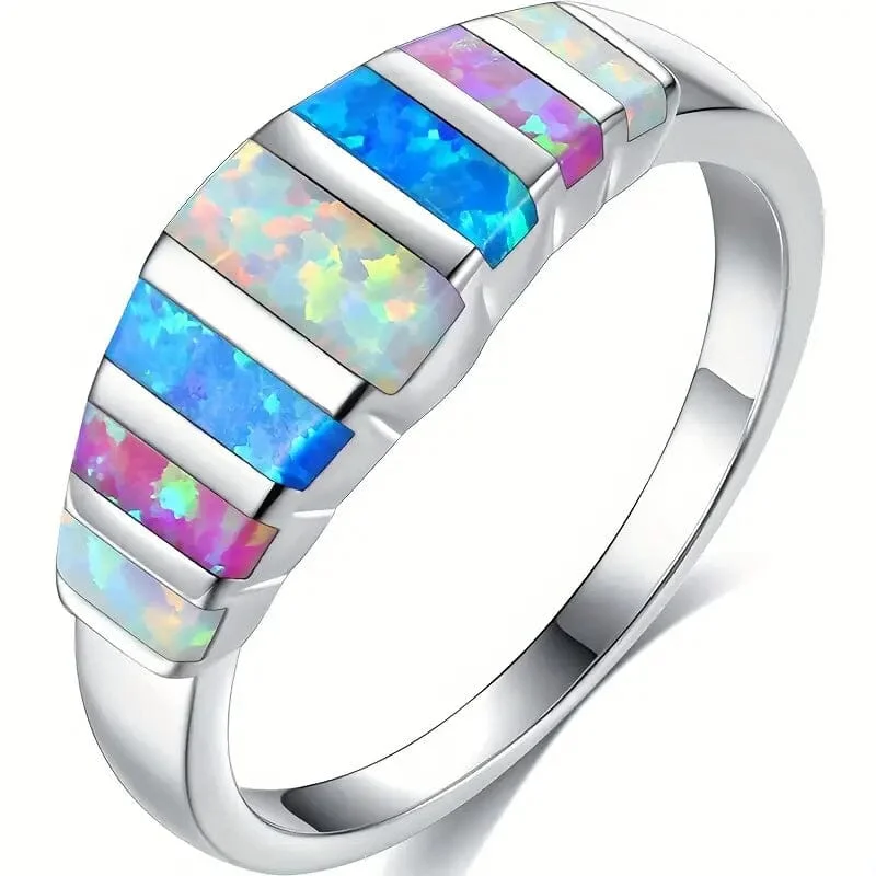 Minimalist rings with tiny diamond dot accents -Colorful Australian Treasure Multifunction Ring