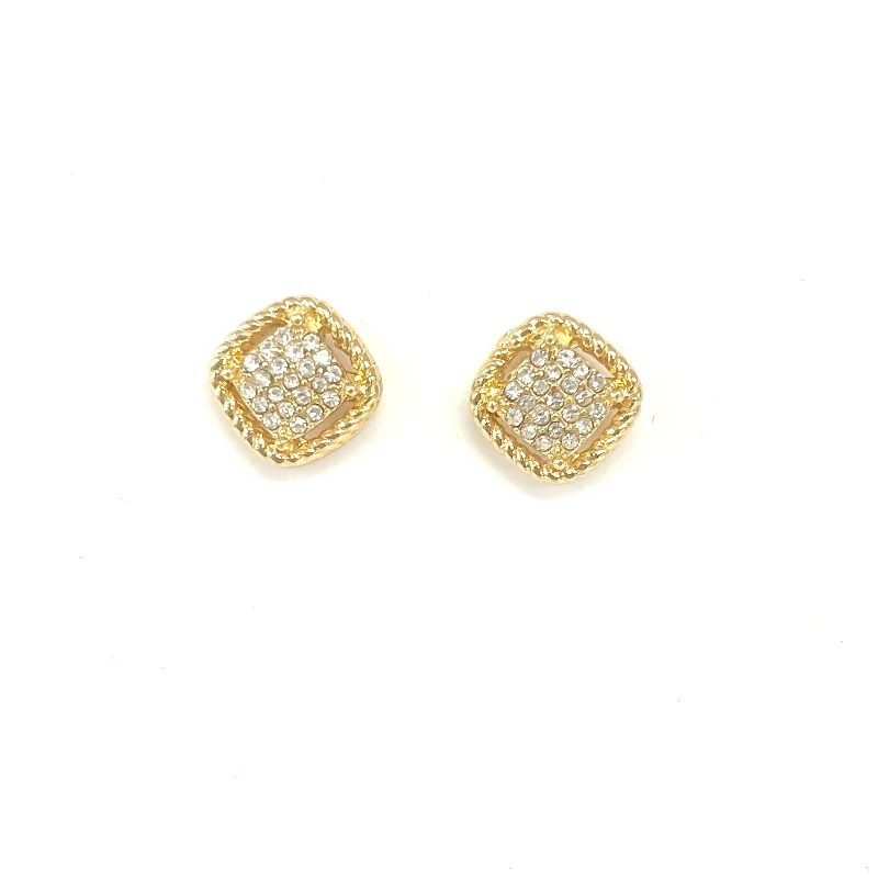 Beaded Drop Earrings for Party -Gold Rope Earrings With Pave Center