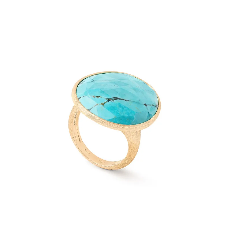 Rings with polished tourmaline for vibrant shine -Marco Bicego Lunaria Cocktail Turquoise Ring