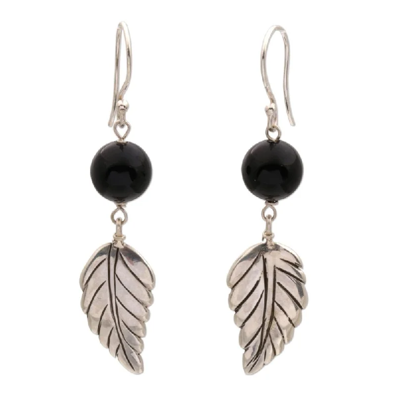 Drop Earrings for Bridesmaids Look -Handmade Onyx Dangle Earrings, 'Lucky Manggis' (Indonesia)