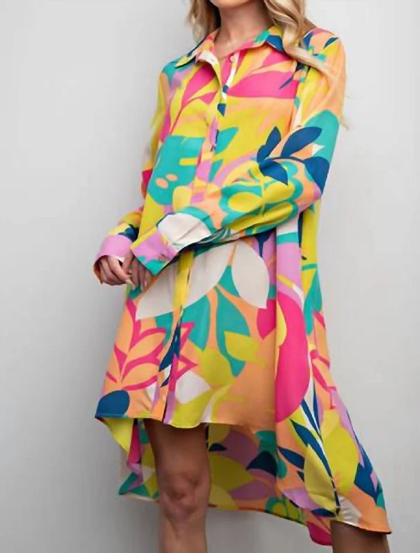 Sheath Dresses for Sophisticated -Print Shirt Dress In Lime Pink