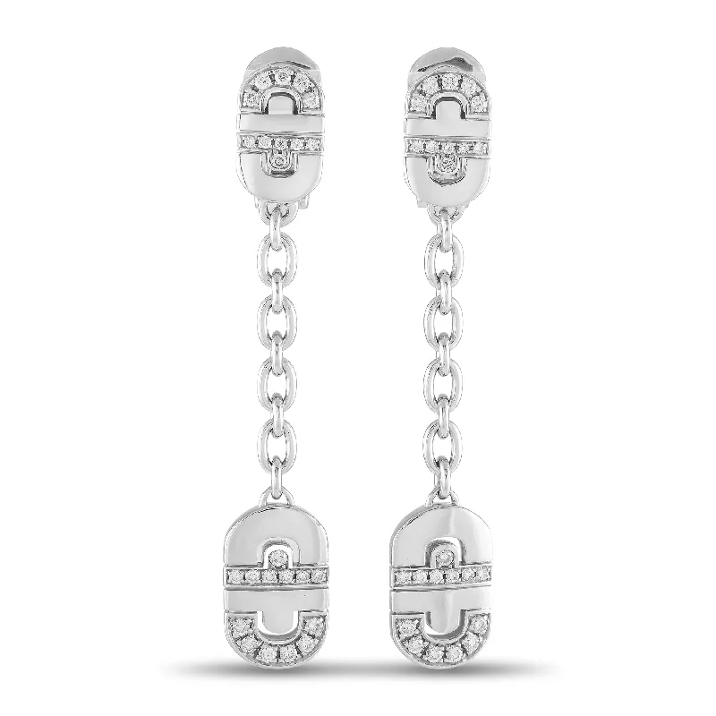 Drop Earrings with Matte Finish -Bvlgari Parentesi 18K White Gold Diamond Earrings BV01-121924