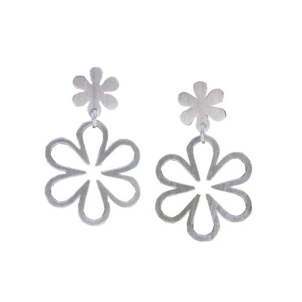 Drop Earrings for Office Wear -Handmade Sterling Silver 'Flower Power' Dangle Earrings (Thailand)