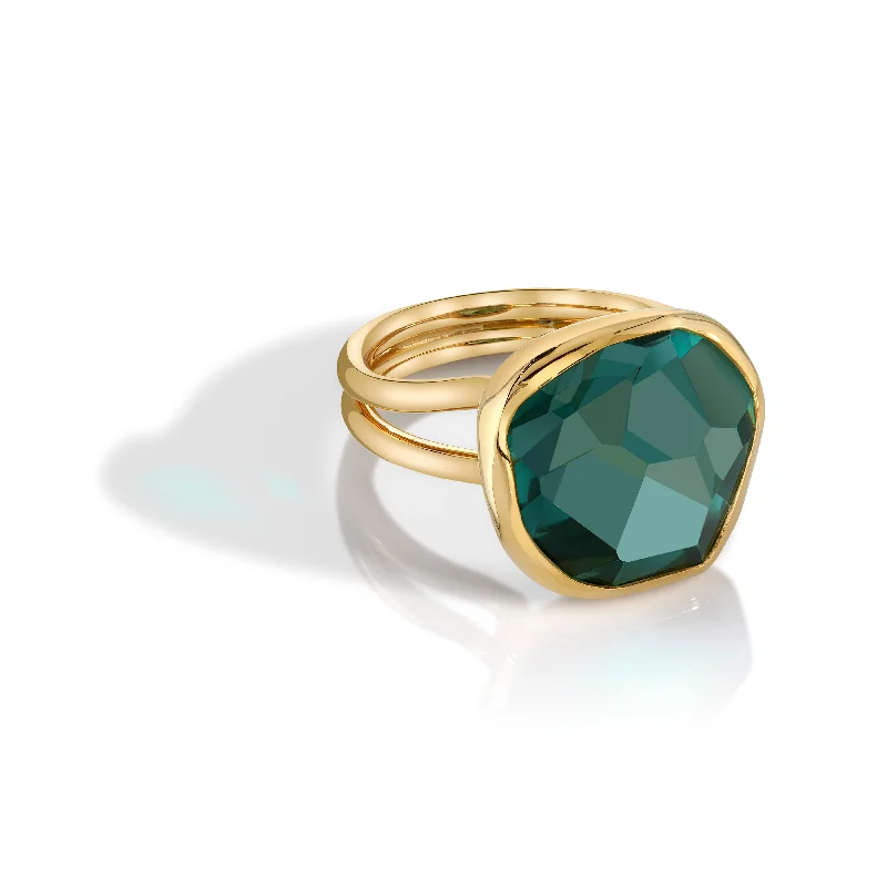 Rings with citrine stones for sunny vibes -Green Amethyst Ring in 18K Yellow Gold