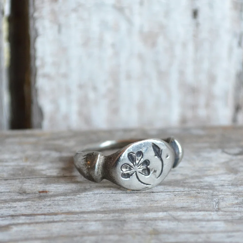 Rings with shield-shaped stones for boldness -Wood Sorrel Botanical Ring