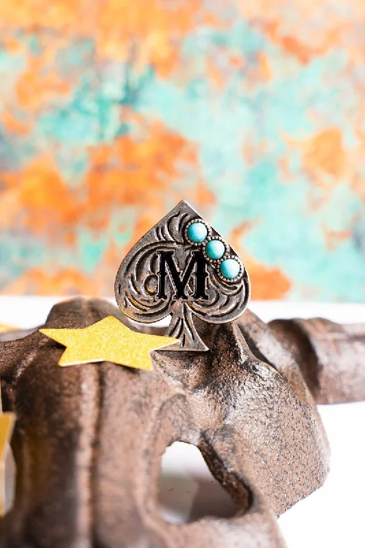 Rings with smoky quartz for muted elegance -TIPI Ace Of Spades 'M' Silvertone Cuff Ring