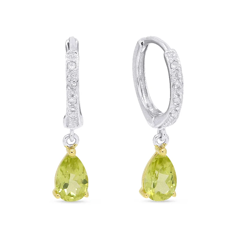 Drop Earrings for Mother's Day -6.5 16.9 Mm 1.1Ct Peridot Drop/dangle Earrings In 14K White And Yellow Gold