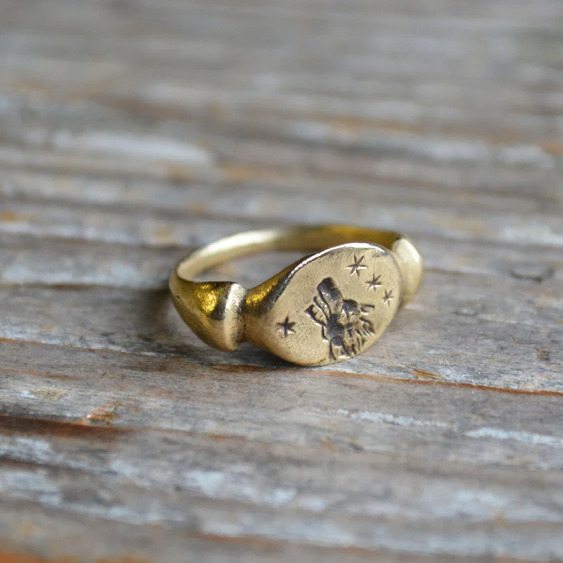 Rings with branch-inspired bands for organic -Wolf + Stars Ring