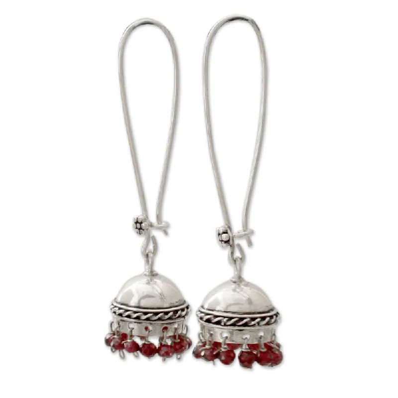 Drop Earrings for Evening Gown -Handmade Sterling Silver Grand Tradition Garnet Earrings (India)