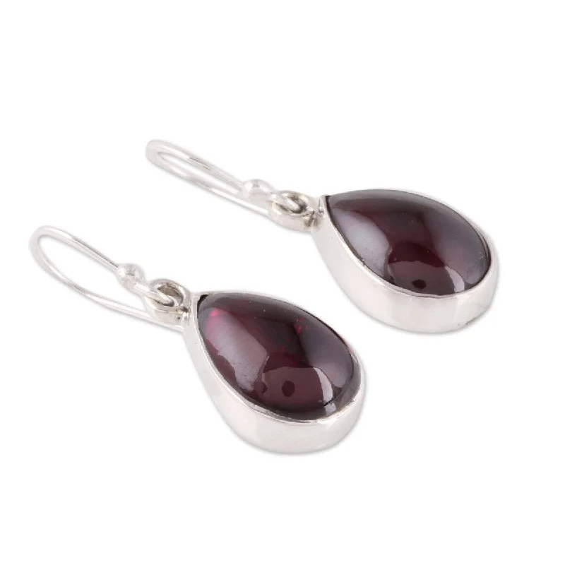 Drop Earrings for Birthday Celebration -NOVICA Red Glimmer, Garnet dangle earrings - 1.3*0.4