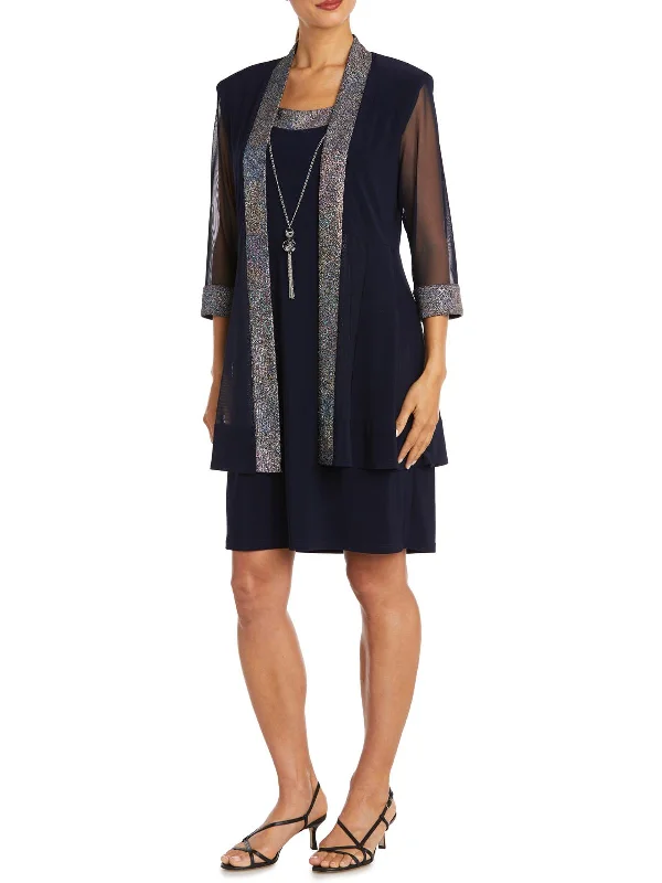 Resort Dresses for Vacation -Womens 2PC Jacket Set Shift Dress