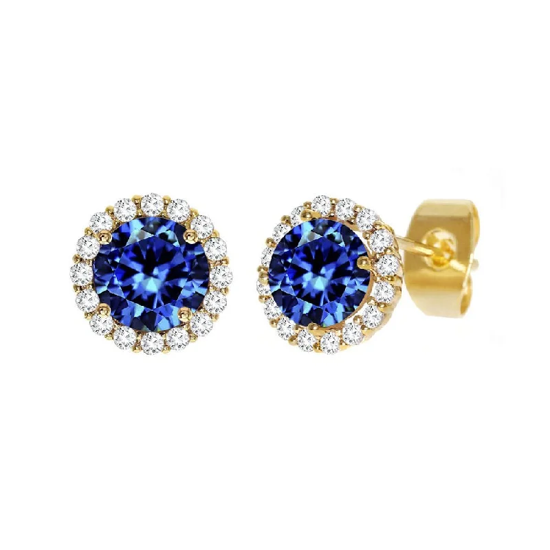 Rings with wide bands for statement wear -Diamond Look Cubic Zirconia Blue Circle Earring