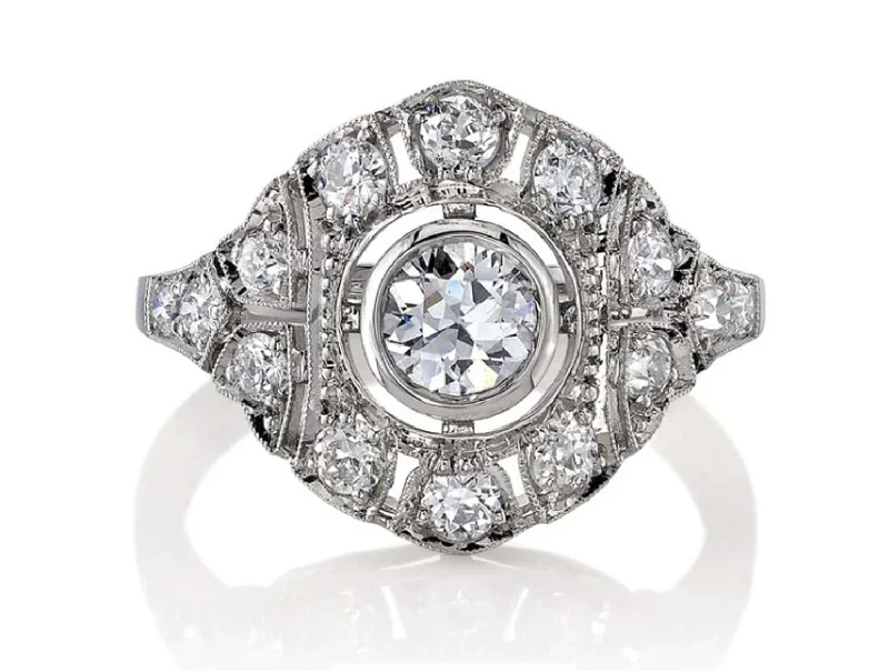 Rings with pave ruby for dazzling sparkle -Vintage-Inspired Diamond "Renee" Ring in Platinum