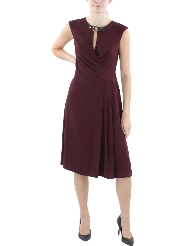 Sundress Dresses for Sunny -Womens Buckle Trim Knee-Length Sheath Dress