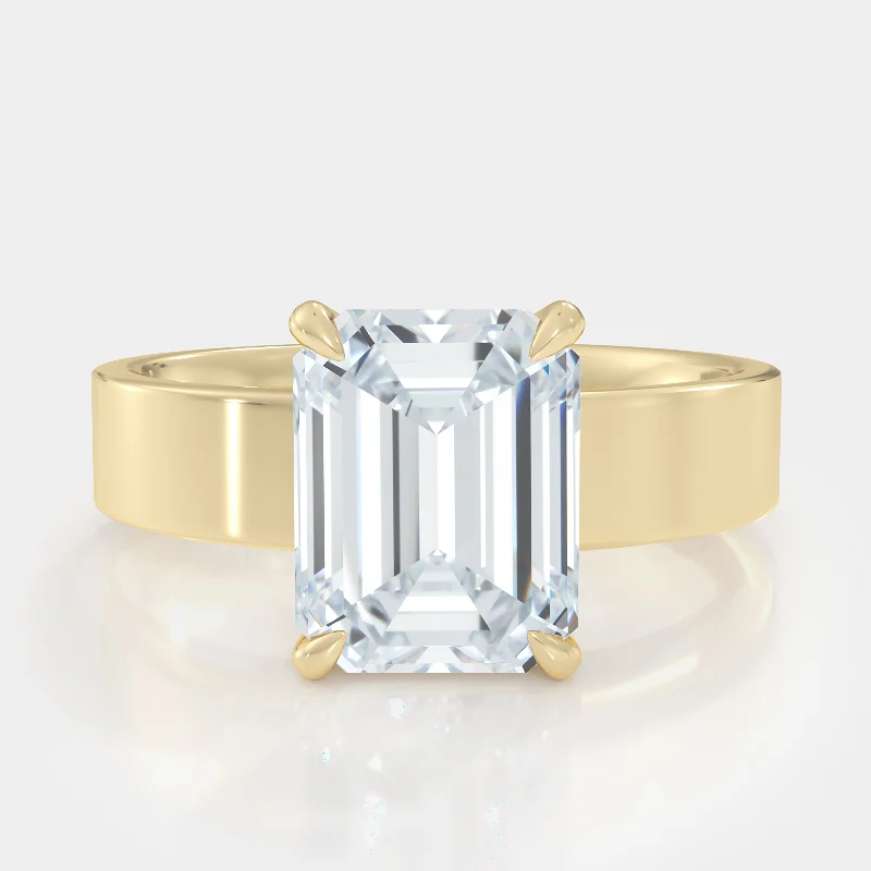 Rings with delicate filigree sapphire settings -Emerald Cut Cigar Diamond Ring